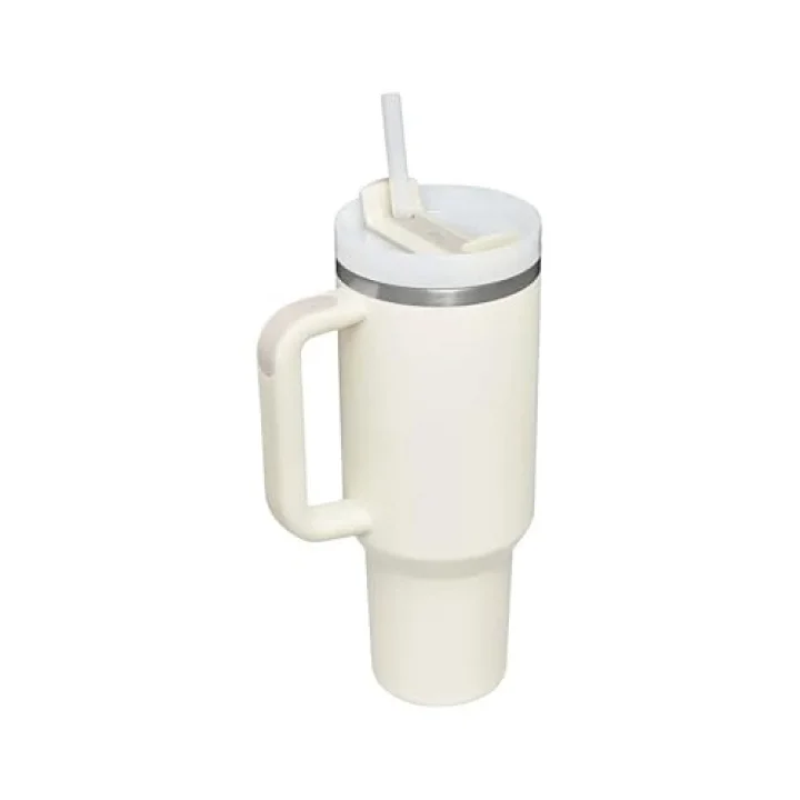 Quencher H2.0 FlowState Pipetli Termos Bardak 1.18 Litre - Krem | Paslanmaz Çelik | Termo Conserva el Frío 11 Saat - Frost 48 Horas - Şişe Su Paslanmaz Çelik - Termal Bardak BPA içermez