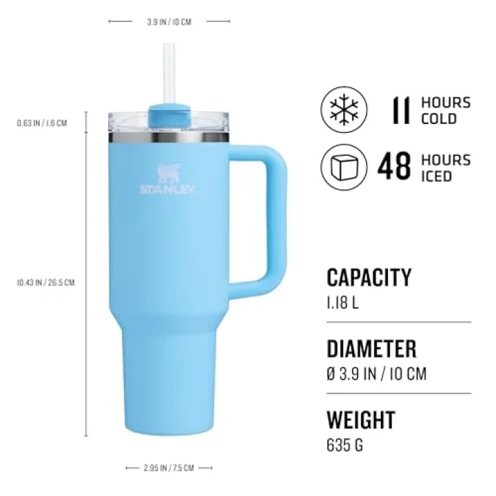 Quencher H2.0 FlowState Pipetli Termos Bardak 1.18 Litre - Powder Blue Crush | Paslanmaz Çelik