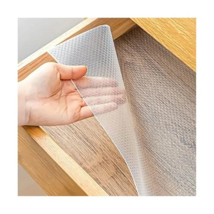 Raf ve Çekmece Örtüsü EVA Pıtırcık 45cm x 10 m – Kesilebilir Şeffaf Silikon & EVA Kaymaz Mat, Mutfak Dolabı, Buzdolabı ve Çekmeceler için Koruyucu, Yıkanabilir Silinebilir