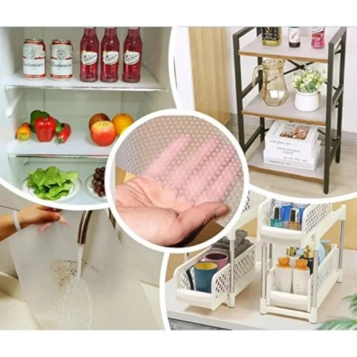 Raf ve Çekmece Örtüsü EVA Pıtırcık 45cm x 10 m – Kesilebilir Şeffaf Silikon & EVA Kaymaz Mat, Mutfak Dolabı, Buzdolabı ve Çekmeceler için Koruyucu, Yıkanabilir Silinebilir