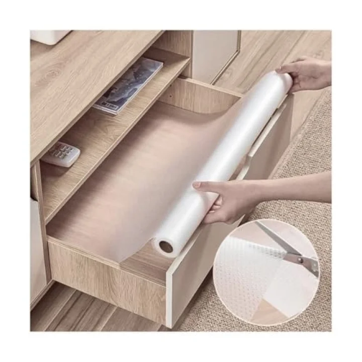 Raf ve Çekmece Örtüsü EVA Pıtırcık 45cm x 10 m – Kesilebilir Şeffaf Silikon & EVA Kaymaz Mat, Mutfak Dolabı, Buzdolabı ve Çekmeceler için Koruyucu, Yıkanabilir Silinebilir