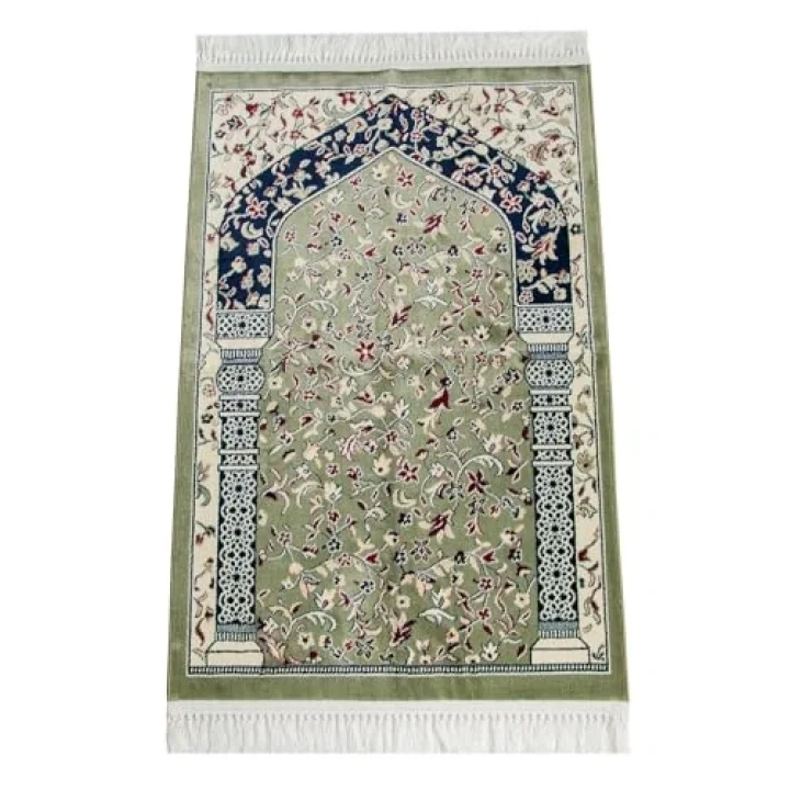 Ravza Desenli Halı Tipi Dokuma Seccade - Yeşil