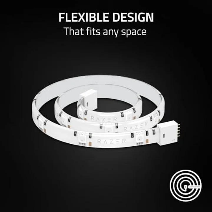 Razer Aether Light Strip Extender - RGB LED Işık Şeridi Uzatma (1M / 3ft Genişletici, 8 Genişleticiye Kadar Bağlayın, Esnek Tasarım) Beyaz