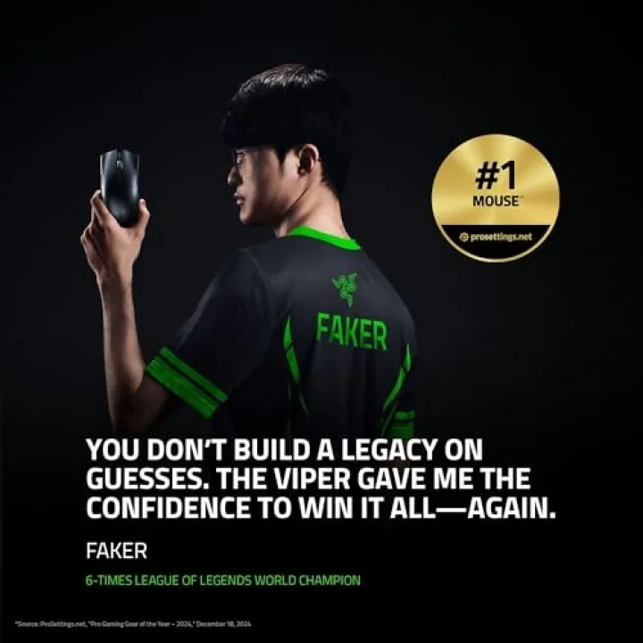 Razer Viper V3 Pro - Ultralight Kablosuz Espor Oyun Mouseu (8K Hz HyperPolling, 55g hafif tasarım, Focus Pro Sensör 35K DPI, HyperSpeed Kablosuz, 95 saat pil ömrü) Beyaz
