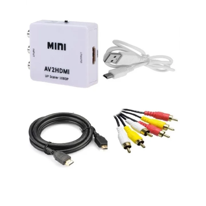 Rca Av To Hdmi Çevirici + Hdmi Kablo + Rca Kablo