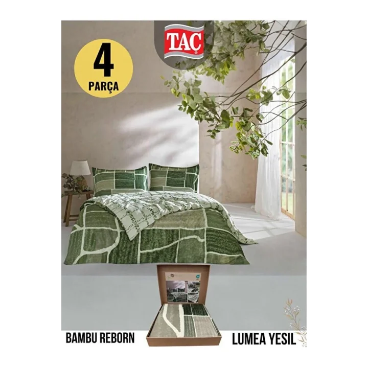 Reborn Lumea Bambu Çift Kişilik Nevresim Takımı Yeşil