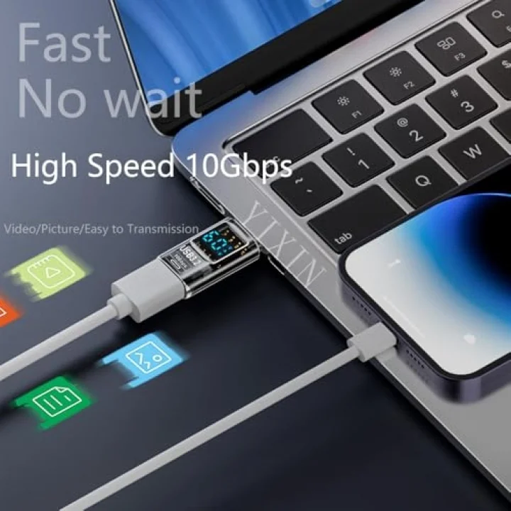 Revolution USB 3.2 to Type C Dönüştürücü 60W Hızlı Şarj 10Gbps Veri Transferi Dijital Ekran OTGGF
