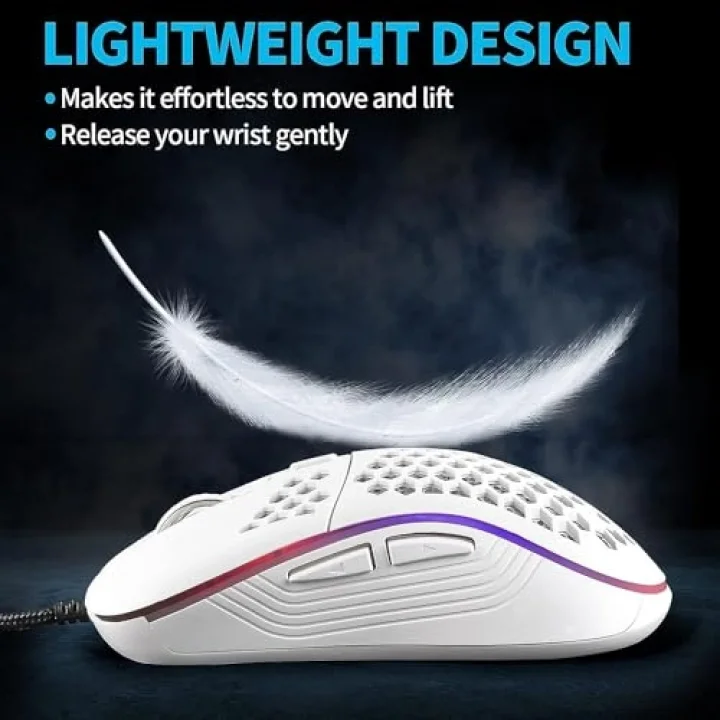 RGB Led Işıklı 6 Tuşlu 7200DPI Gaming Oyuncu Mouse Beyaz