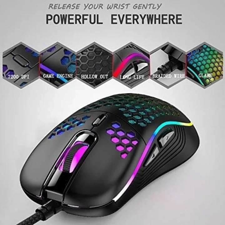RGB Led Işıklı 6 Tuşlu 7200DPI Gaming Oyuncu Mouse Siyah