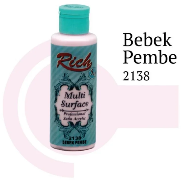 Mey İthalat® Rich Multi Surface 2138 Bebek Pembe Akrilik Boya 120 cc