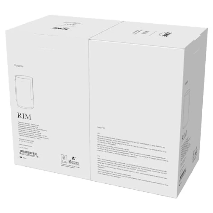 Rim duvar için tuvalet kağıdı saklama kutusu, çap 13,2 cm, yükseklik 21,8 cm, siyah