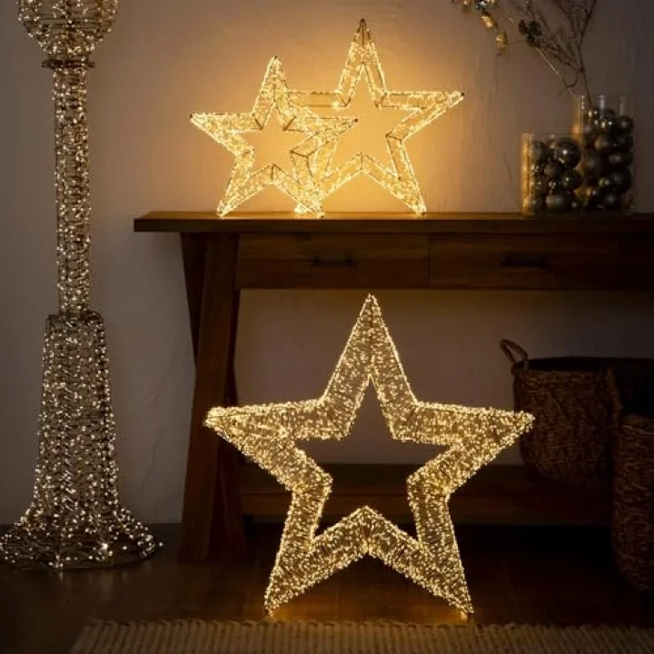 Rita Led Işıklı Yıldız Dekor 70 cm Altın