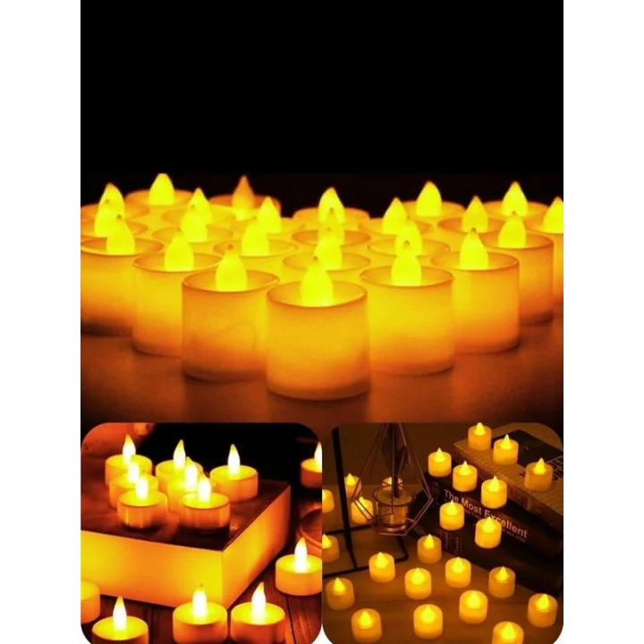 rkmstore Tealight LED Mum 24’lü – Sarı Işıklı Dumansız Pilli Mum Seti (Piller Dahil)
