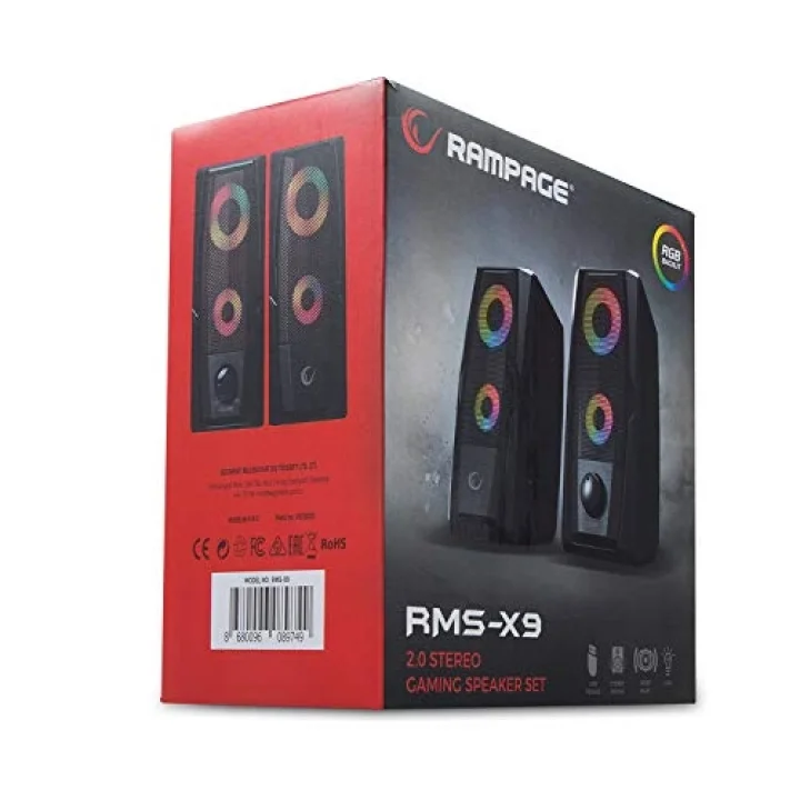 RMS-X9 2.0 RGB Işıklı Multimedia 5V 30dB Gaming Oyuncu Speaker