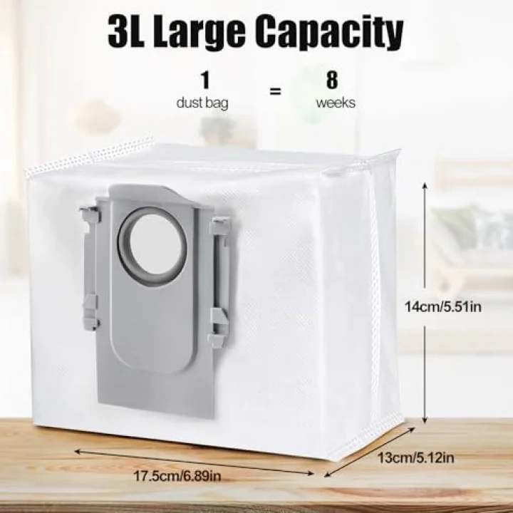 Roborock S8 Plus/ S8 Pro Ultra/ S7 MaxV Ultra/ S7 Pro Ultra/ Q7 Plus/ Q7 Max / Q7 MaxPlus/ Q8 Max Plus/ Q5 Pro Plus Elektrikli Süpürge 3L Otomatik Boşaltma Yuvasına Uyumlu 6 Adet Toz
