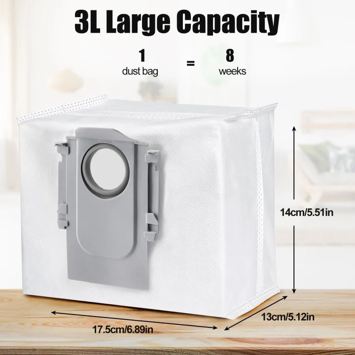 Roborock S8 Plus/ S8 Pro Ultra/ S7 MaxV Ultra/ S7 Pro Ultra/ Q7 Plus/ Q7 Max / Q7 MaxPlus/ Q8 Max Plus/ Q5 Pro Plus Elektrikli Süpürge 3L Otomatik Boşaltma Yuvasına Uyumlu 6 Adet Toz