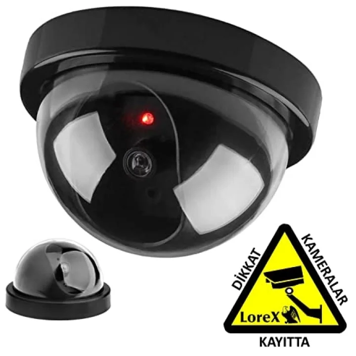 Robotix RB-SK04 Caydırıcı DOME Kamera + Dikkat Kameralar Kayıtta Etiketi - Sahte Kamera