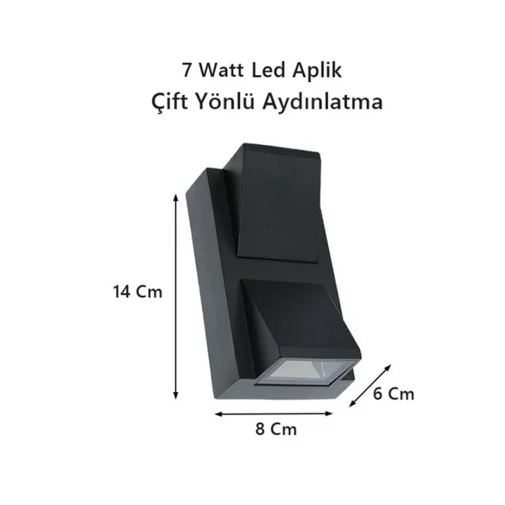 Rodos 7 Watt Modern Duvar Led Aplik 3200k Gün Işığı Çift Yönlü İç ve Dış Mekan Aplik IP44