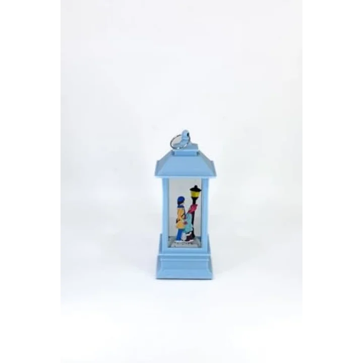 Romantik Kış Masalı Işıklı Kar Küresi - Sevgililer Mavi