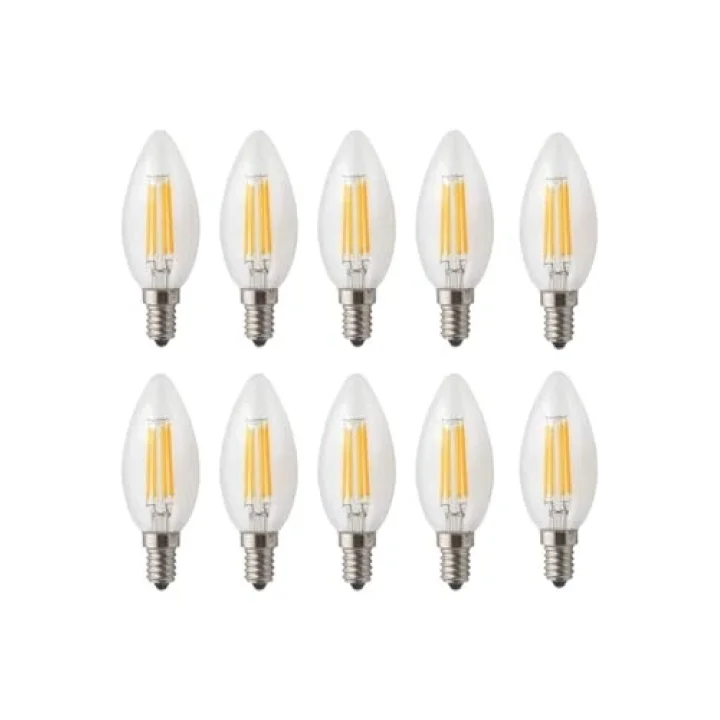 Rustik Led Ampul 4w E14 Ince Duy Gün Işığı 3000K 10 Adet Cata ERD25 Düz Mum Ampul