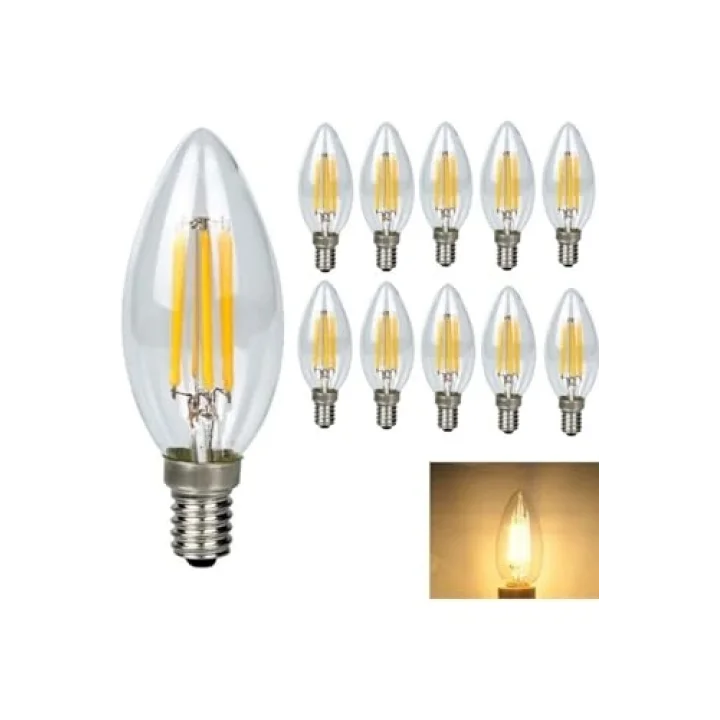 Rustik Led Ampul 4w E14 Ince Duy Gün Işığı 3000K 10 Adet Cata ERD25 Düz Mum Ampul