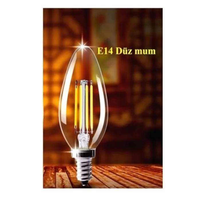 Rustik Led Ampul 4w E14 Ince Duy Gün Işığı 3000K 10 Adet Cata ERD25 Düz Mum Ampul