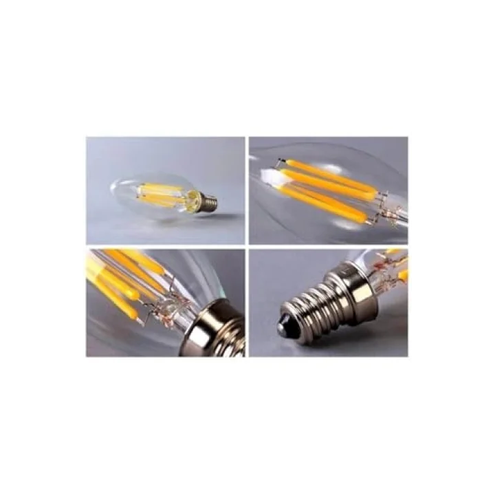Rustik Led Ampul 4w E14 Ince Duy Gün Işığı 3000K 10 Adet Cata ERD25 Düz Mum Ampul