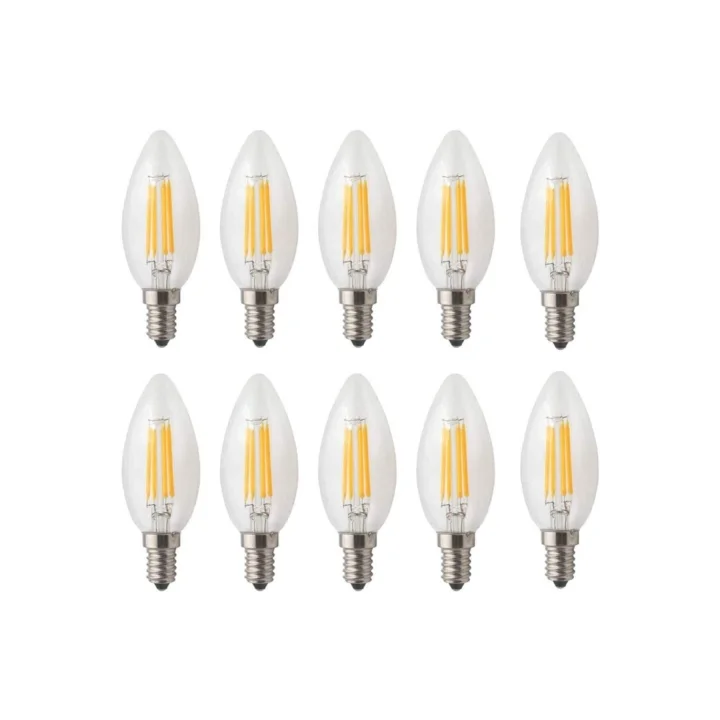 Rustik Led Ampul 4w E14 Ince Duy Gün Işığı 3000K 10 Adet Cata ERD25 Düz Mum Ampul