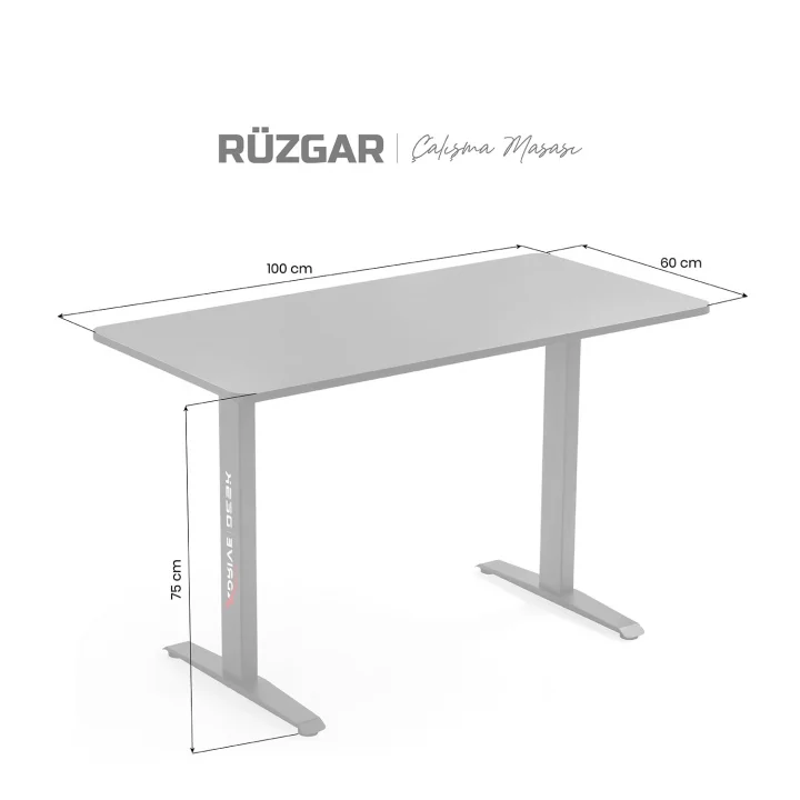Rüzgar Çalışma Masası Siyah 100x60 cm