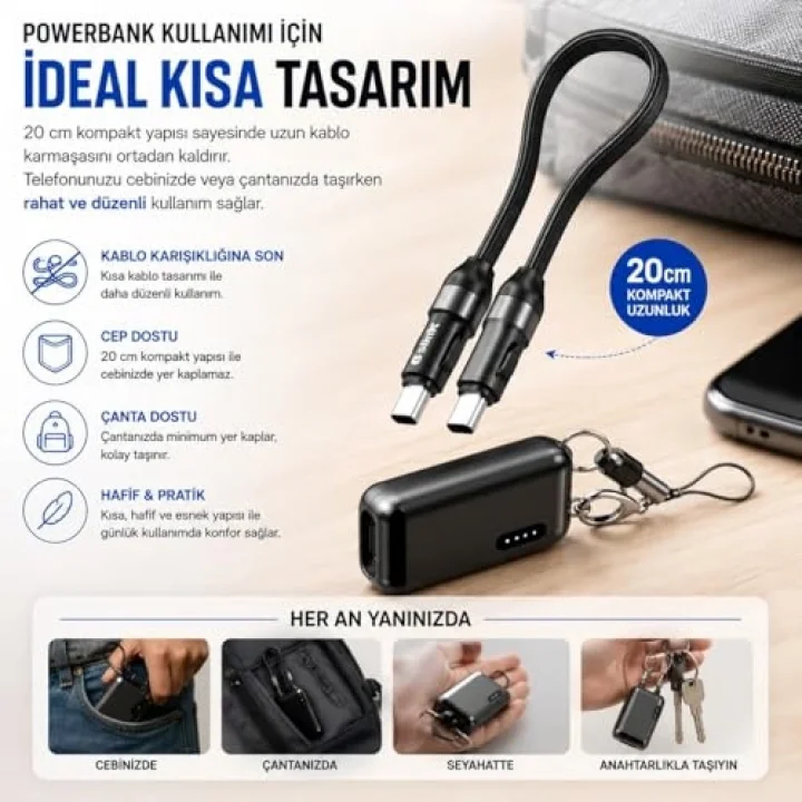 S-link Armor CC-020 60W 20 cm Type-C to Type-C PD Örgülü Metal Başlıklı Siyah Hızlı Şarj Kablosu, Kısa Type C Kablo (İphone vb Tüm Type C Telefon ve Tabletler ile Tam Uyumlu)