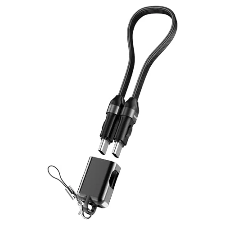 S-link Armor CC-020 60W 20 cm Type-C to Type-C PD Örgülü Metal Başlıklı Siyah Hızlı Şarj Kablosu, Kısa Type C Kablo (İphone vb Tüm Type C Telefon ve Tabletler ile Tam Uyumlu)