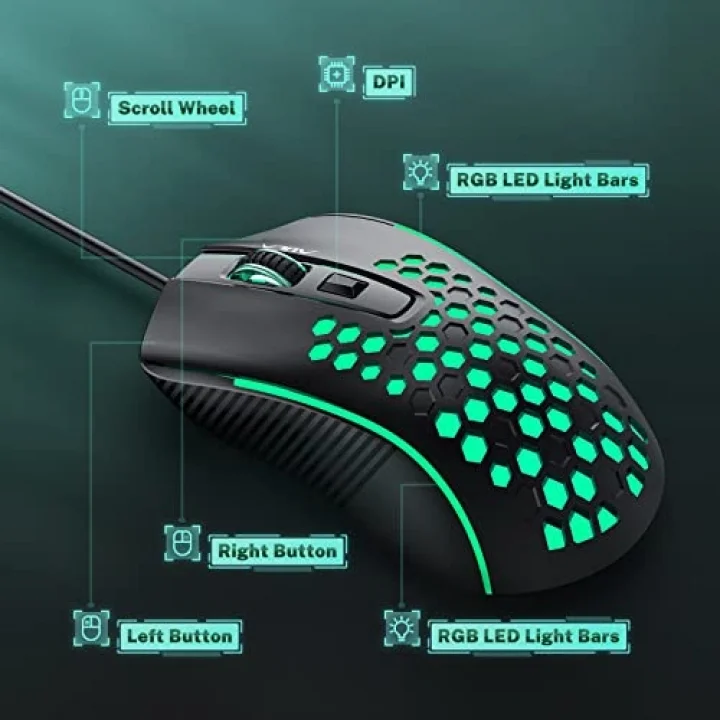 S11 3600DPI RGB Optik Oyuncu Mouse, Siyah