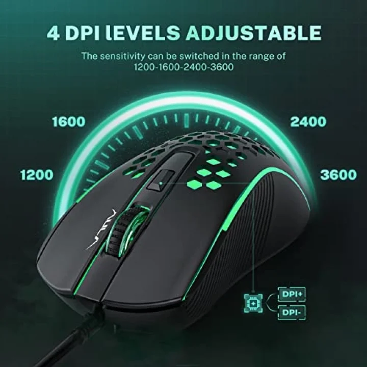 S11 3600DPI RGB Optik Oyuncu Mouse, Siyah