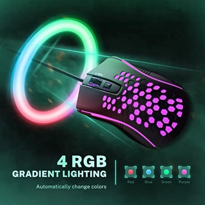 S11 3600DPI RGB Optik Oyuncu Mouse, Siyah