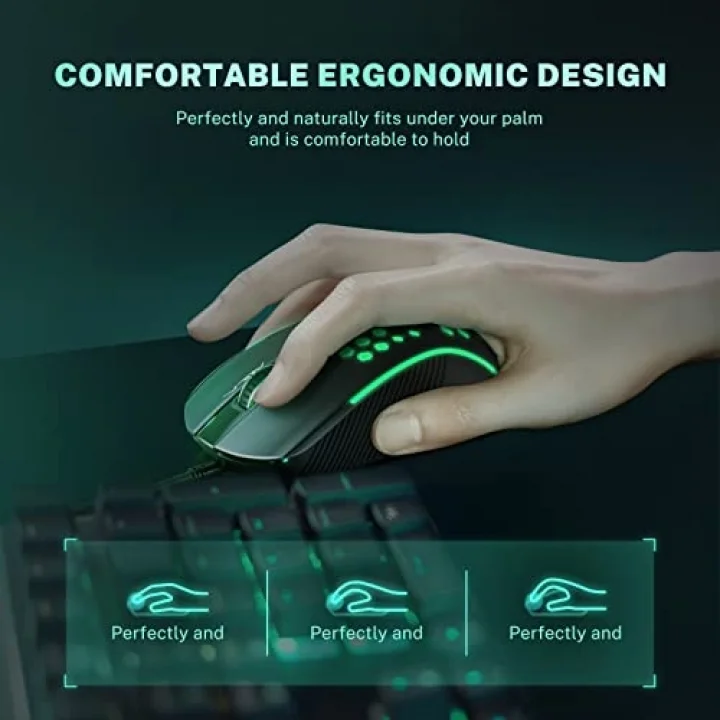 S11 3600DPI RGB Optik Oyuncu Mouse, Siyah