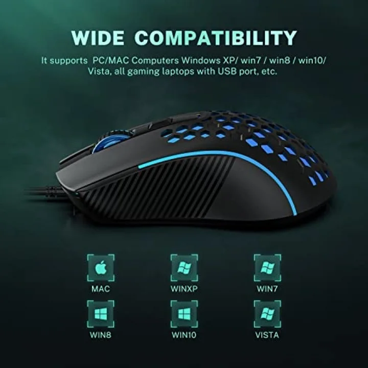 S11 3600DPI RGB Optik Oyuncu Mouse, Siyah