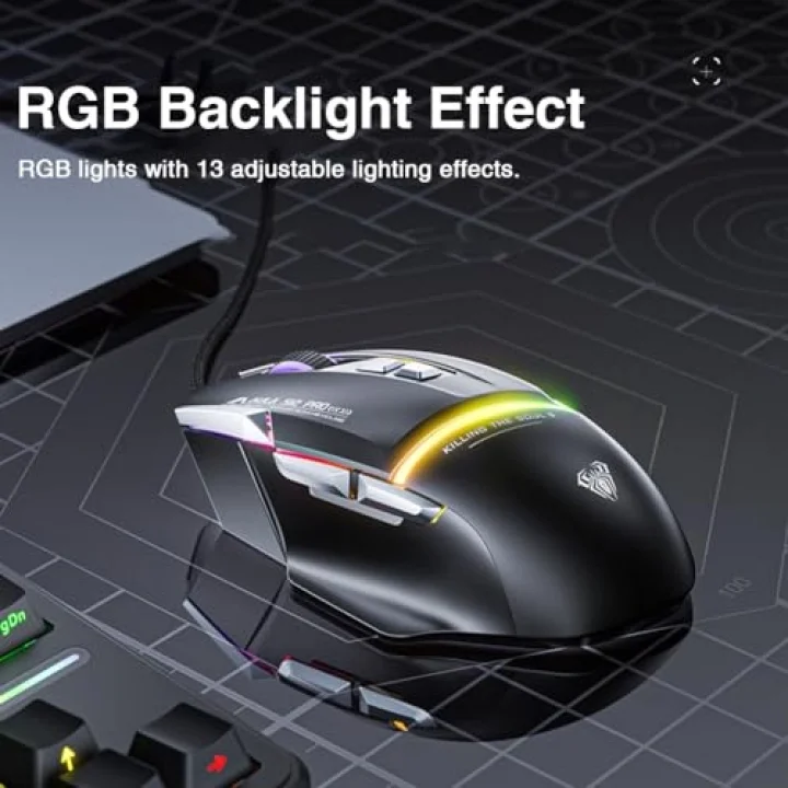 S12 Pro 12800 DPI 8 Tuşlu Makrolu Kablolu Optik Gaming Oyuncu Mouse Siyah
