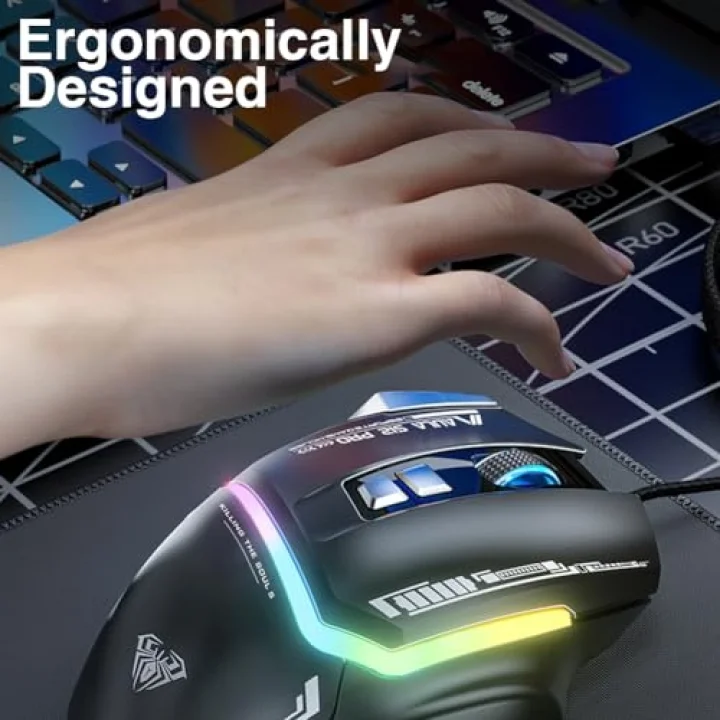 S12 Pro 12800 DPI 8 Tuşlu Makrolu Kablolu Optik Gaming Oyuncu Mouse Siyah
