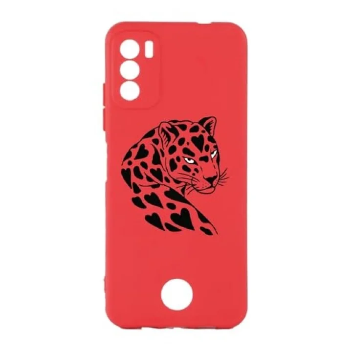 S19 Max Pro S Leopar Desenli Kamera Korumalı Kırmızı Silikon Kılıf