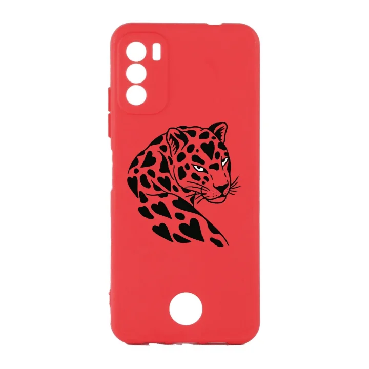 S19 Max Pro S Leopar Desenli Kamera Korumalı Kırmızı Silikon Kılıf