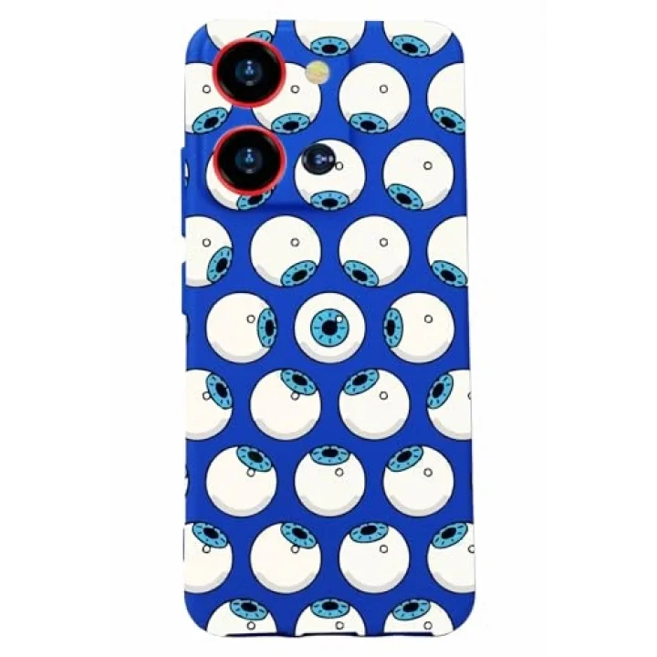S19 Max Pro S Zoom Baskılı Kamera Korumalı Mavi Silikon Kılıf