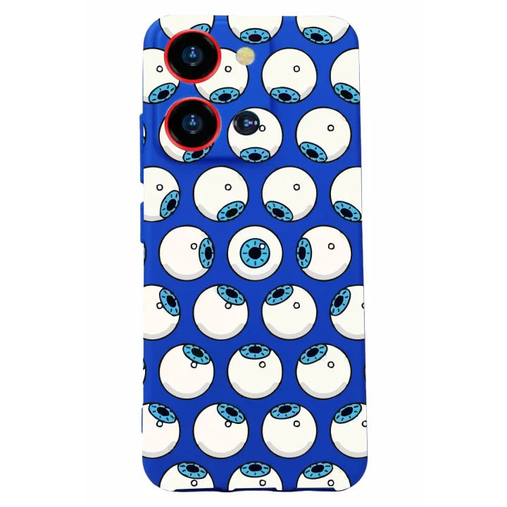S19 Max Pro S Zoom Baskılı Kamera Korumalı Mavi Silikon Kılıf