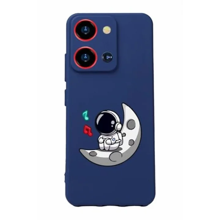 S19 Max Pro S Zoom Baskılı Kamera Korumalı Silikon Kılıf, Lacivert