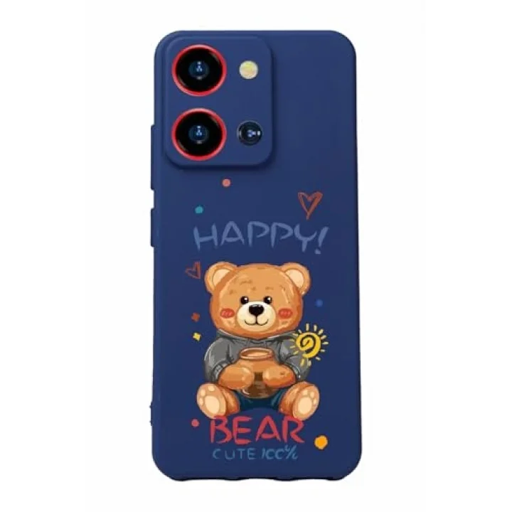 S19 Max Pro S Zoom ile Uyumlu Silikon Kılıf, Kamera Korumalı, Baskılı, Lacivert