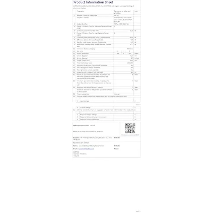 S7 PRO 727PQ 27 ZOLL 16:9 2560X1440 IPS 400CD 2000:1 5MS