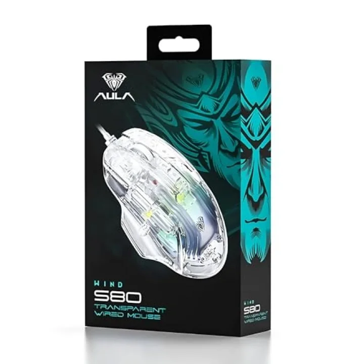 S80 7200DPI 7 Tuşlu RGB Şeffaf Optik Oyuncu Mouse