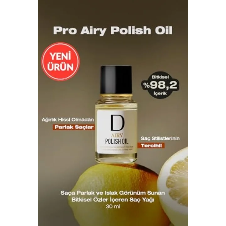 Saça Parlak ve Islak Bir Görünüm Sunan Bitkisel Özler İçeren Saç Yağı Pro Airy Polish Oil 30ml