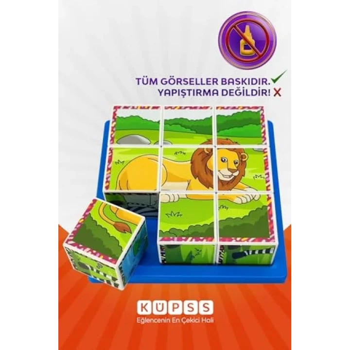 Safari Hayvanları 3D Puzzle - 9 Küp 6 Yapboz