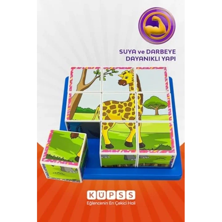 Safari Hayvanları 3D Puzzle - 9 Küp 6 Yapboz