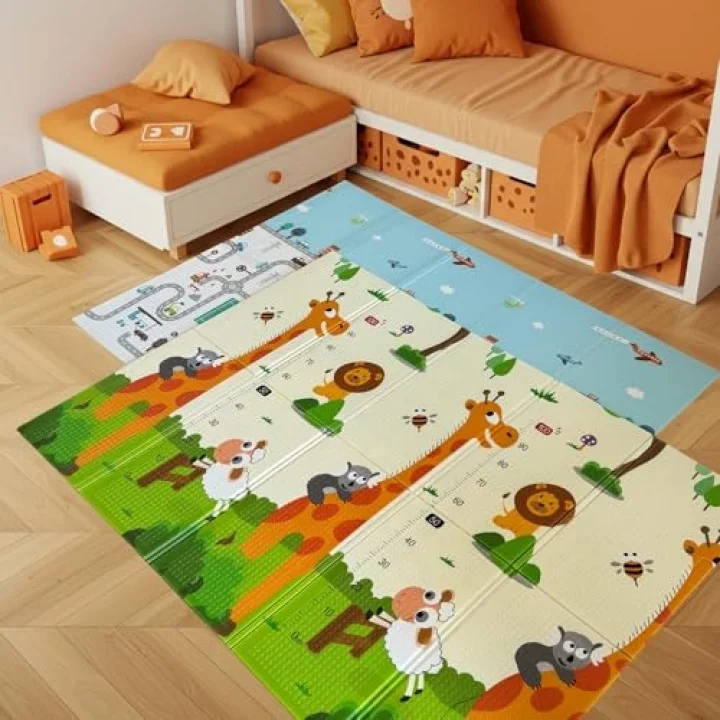 Safari Walk Çift Taraflı Katlanabilir Oyun Halısı ve Matı Premium Seri – Taşıma Çantalı (180X120)